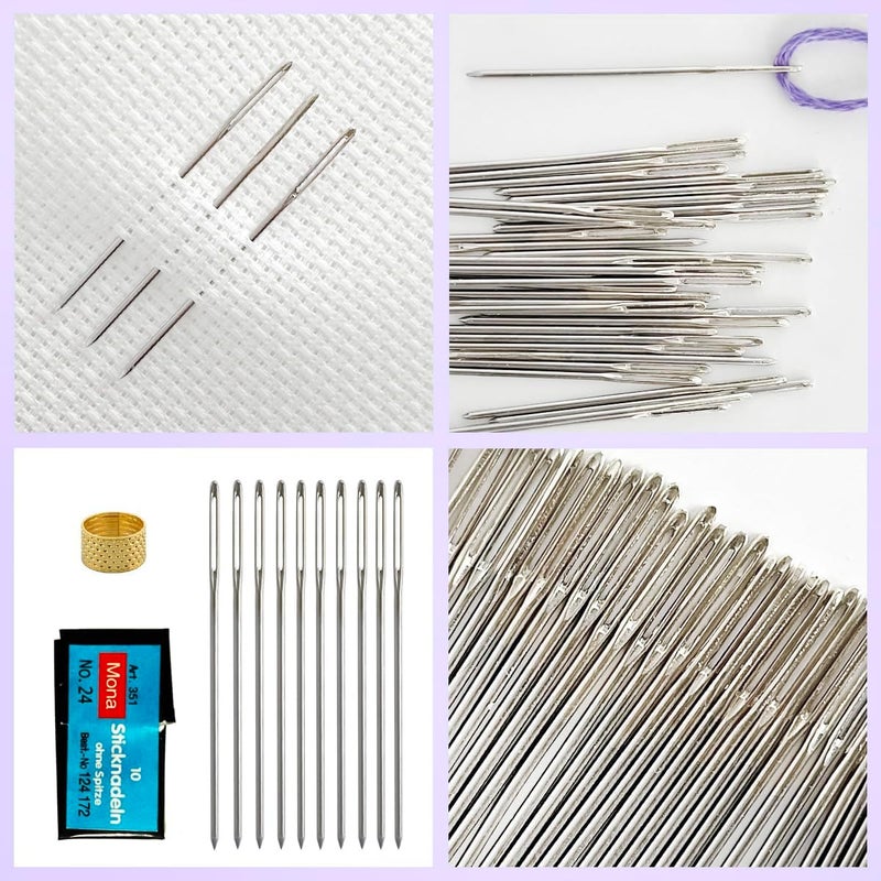 Zhenqing 10-Pack Size 24 Blunt Tip Cross Stitch Needles with Ergonomic Metal Thimble, Nickel-Plated Rustproof Embroidery Needles for Canvas, Tapestry, and Hand Sewing（67501） - Image 4